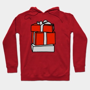 A Stack of Three Wrapped Christmas Gift Boxes Hoodie